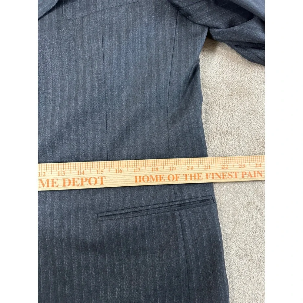 Ermenegildo Zegna Blazer Jacket Mens 52L Charcoal Grey Pinstripe 100% Wool Italy